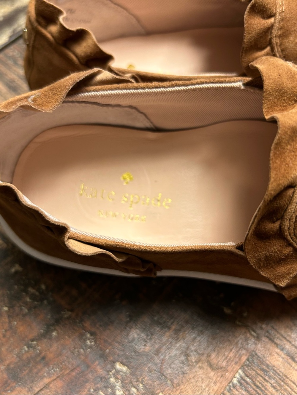 Kate Spade Lillie Suede Ruffle Tennie in Cognac - Picture 3 of 7
